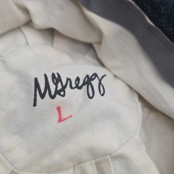 M. Gregg Studio 80s 6 Panel Flap Stylish Striped Denim Beret Hat L main image 4
